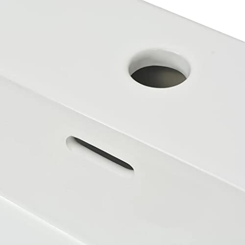 Basin with Faucet Hole Ceramic White 30"x16.7"x5.7",Modern Ceramic Basin: Artistic and Elegant for Bathroom and Powder Room Bath Fixtures，Bathroom Sinks