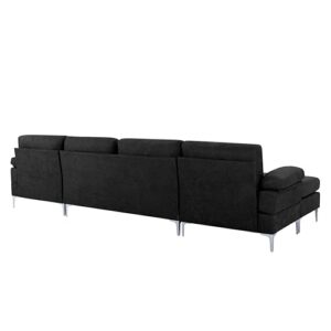 ERYE Oversized U-Shaped Sectional Sofa Couch Modular Deep Seat Sofa&Couch with Reversible Chaise Daybed,Movable Ottoman,Sturdy Metal Legs and Pillow-Top Armrests for Home Office Apartment Living Room