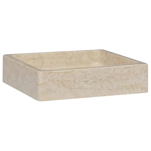 Sink Cream 15.7"x15.7"x3.9" Marble,Modern Marble Sink EyeCatching Basin for Bathroom and Washroom Bath Fixtures，Bathroom Sinks