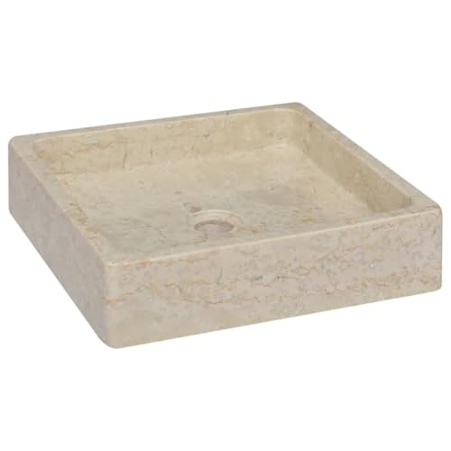 Sink Cream 15.7"x15.7"x3.9" Marble,Modern Marble Sink EyeCatching Basin for Bathroom and Washroom Bath Fixtures，Bathroom Sinks