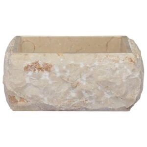 Sink Cream 11.8"x11.8"x5.1" Marble,Modern Marble Sink: A Touch of Elegance for Your Bathroom or Washroom Bath Fixtures，Bathroom Sinks