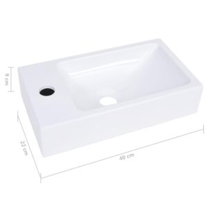 Wash Basin 15.7"x8.7"x3.5" SMC White,Durable Bathroom Wash Basin with Faucet Hole for Countertop or DropIn Installation Bath Fixtures，Bathroom Sinks