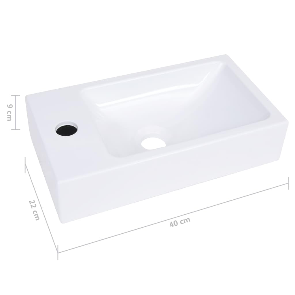 Wash Basin 15.7"x8.7"x3.5" SMC White,Durable Bathroom Wash Basin with Faucet Hole for Countertop or DropIn Installation Bath Fixtures，Bathroom Sinks