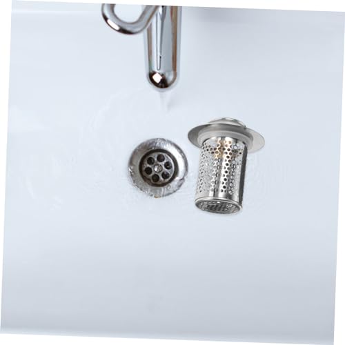 LIFKICH Leaking Tub Drain Bath Tub Filter Water Trough Bath Tub Stopper Bathtub Filter Drain Pipe Sink Stopper Replacement Bathroom Sink Stoppers Washbasin Silver