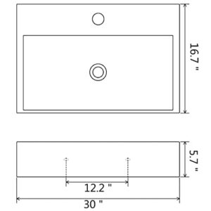 Basin with Faucet Hole Ceramic White 30"x16.7"x5.7",Modern Ceramic Basin: Artistic and Elegant for Bathroom and Powder Room Bath Fixtures，Bathroom Sinks