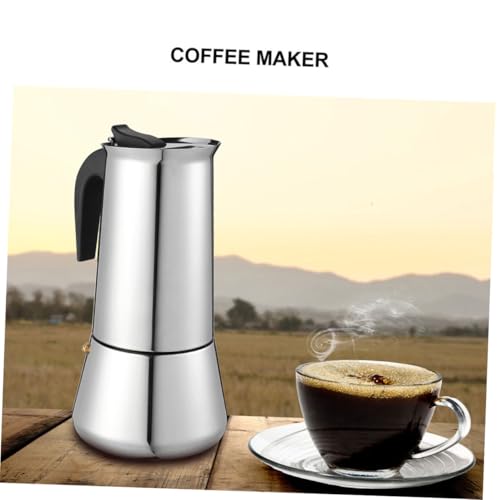 SECFOU 1pc Stainless Steel Pot Espresso Roast Ground Coffee Juice Container Whistling Teapots Italian Coffee Maker Stove Top Teapots Coffee Maker Pot Tea Stovetop Espresso Coffee Pot