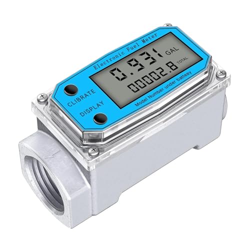 Flow Meter Digital Water Flow Meter Digital LCD Display with NPT Counter and FNPT Thread Gas Oil Fuel Flowmeter (1 Inch) High Stability and Convenient Operation