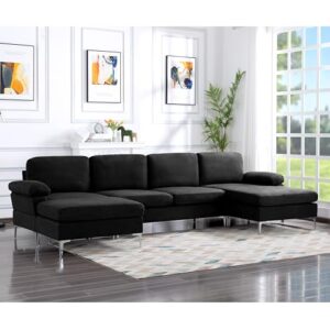 erye oversized u-shaped sectional sofa couch modular deep seat sofa&couch with reversible chaise daybed,movable ottoman,sturdy metal legs and pillow-top armrests for home office apartment living room