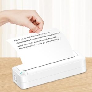 Portable Printer Wireless for Travel Thermal Printer A4 Thermal Paper, Inkless Printer Mobile Office(White)