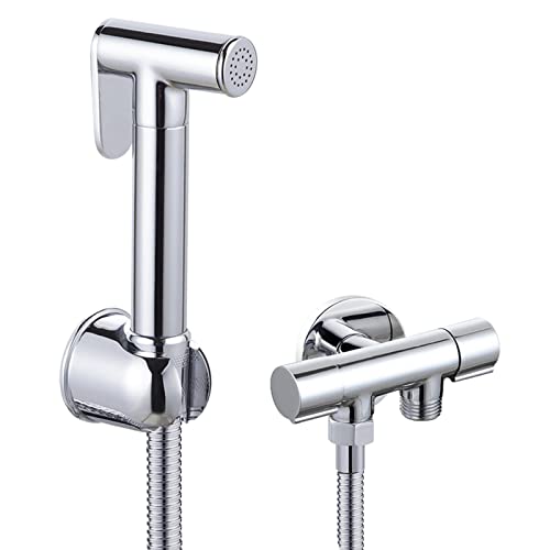 ZLOCYIVHE Hand Shower for Toilet Set Handheld Bidet Toilet Sprayer Toilet Sprayer for Cloth Diapers with Hose Cold Water Brass Chrome Toilet Bidet Sprayer kit