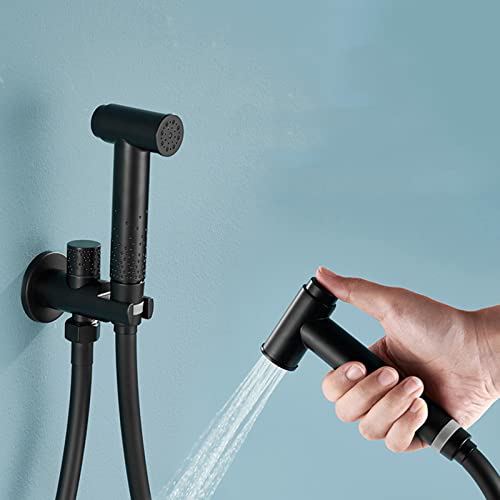 ZLOCYIVHE Bidet Shower for Toilet Hand Held Bidet Toilet Sprayer Kit Toilet Handheld Bidet Sprayer Cold Water Brass with Hose Toilet Spray Gun Set,Black(Black)