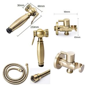 ZLOCYIVHE Toilet Bidet Sprayer Set Hand Held Bidet Sprayer for Toilet Hand Shower for Toilet Use with Hose Gold Brass Cold Water Bidet Shower Attachment,D(B)