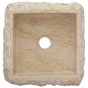 Sink Cream 11.8"x11.8"x5.1" Marble,Modern Marble Sink: A Touch of Elegance for Your Bathroom or Washroom Bath Fixtures，Bathroom Sinks