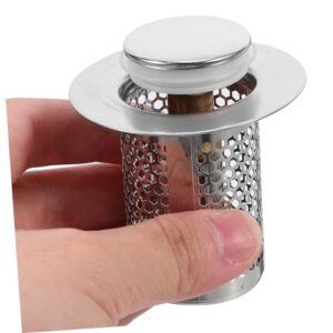 LIFKICH Leaking Tub Drain Bath Tub Filter Water Trough Bath Tub Stopper Bathtub Filter Drain Pipe Sink Stopper Replacement Bathroom Sink Stoppers Washbasin Silver