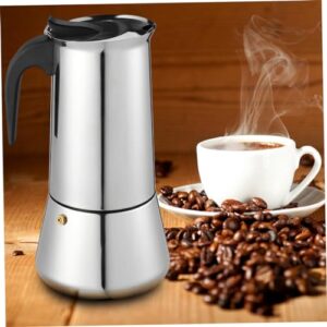 SECFOU 1pc Stainless Steel Pot Espresso Roast Ground Coffee Juice Container Whistling Teapots Italian Coffee Maker Stove Top Teapots Coffee Maker Pot Tea Stovetop Espresso Coffee Pot