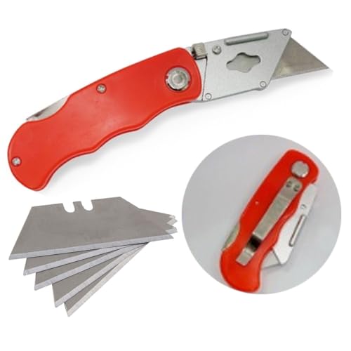 1 Folding Lock Back Utility Knife Replacement Blade Cutter Tool Survival Camping Lightweight Portable Compact Tactical Outdoor Survival Emergency Rope Cutter Glass Pocket Knife Army Military Work Tool