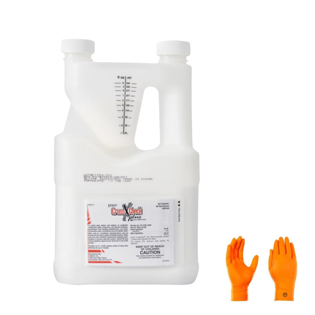 Lesco CrossCheck Plus Multi-Insecticide 96oz | Premium USA Supply Gloves for Safe Eradication | USA Supply Pest ID Card