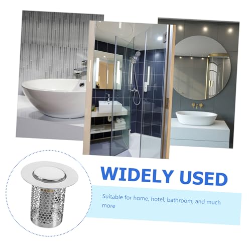 LIFKICH Leaking Tub Drain Bath Tub Filter Water Trough Bath Tub Stopper Bathtub Filter Drain Pipe Sink Stopper Replacement Bathroom Sink Stoppers Washbasin Silver