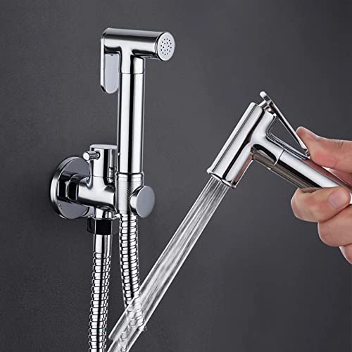 ZLOCYIVHE Hand Held Toilet Bidet Sprayer, Wall Mount Portable Cloth Diaper Sprayer Brass Bidet Faucet for Pets Shower, Chrome Finish,Chrome a(Chrome)