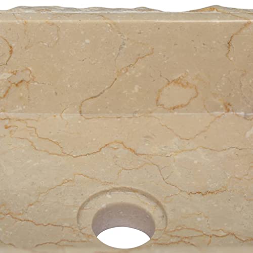 Sink Cream 11.8"x11.8"x5.1" Marble,Modern Marble Sink: A Touch of Elegance for Your Bathroom or Washroom Bath Fixtures，Bathroom Sinks