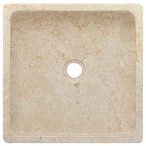 Sink Cream 15.7"x15.7"x3.9" Marble,Modern Marble Sink EyeCatching Basin for Bathroom and Washroom Bath Fixtures，Bathroom Sinks