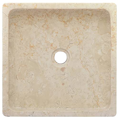 Sink Cream 15.7"x15.7"x3.9" Marble,Modern Marble Sink EyeCatching Basin for Bathroom and Washroom Bath Fixtures，Bathroom Sinks