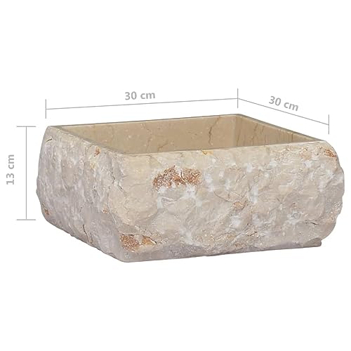 Sink Cream 11.8"x11.8"x5.1" Marble,Modern Marble Sink: A Touch of Elegance for Your Bathroom or Washroom Bath Fixtures，Bathroom Sinks