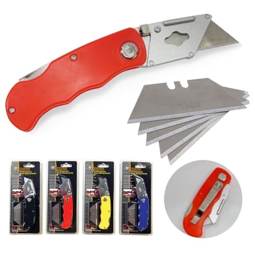 1 Folding Lock Back Utility Knife Replacement Blade Cutter Tool Survival Camping Lightweight Portable Compact Tactical Outdoor Survival Emergency Rope Cutter Glass Pocket Knife Army Military Work Tool