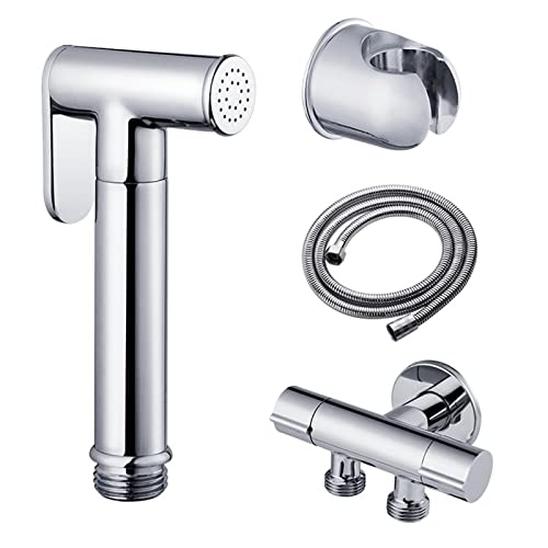 ZLOCYIVHE Hand Shower for Toilet Set Handheld Bidet Toilet Sprayer Toilet Sprayer for Cloth Diapers with Hose Cold Water Brass Chrome Toilet Bidet Sprayer kit