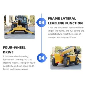 Hydraulic Telescopic Arm Forklift Stacker Diesel Loader Reach Handler Machine with Rotating Forklift Bucket and Drill Attachment Installation Options for Farm Lifting and Loading