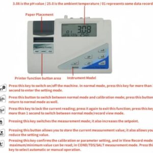 AZ86555 BenchTop WaterQuality Meter Desktop pH/ORP/Cond./TDS/Salinity 5 in 1Printer WaterQuality Tester