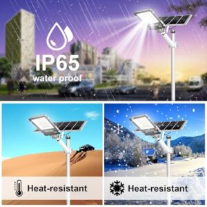 3000W Solar LED Street Light Outdoor, 450000LM Solar Parking Lot Lights Commercial, IP65 Waterproof Dusk to Dawn Security LED Flood Light, 6500K Large Solar Lights with Remote Control, 1 PACK