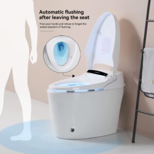 Smart Toilets for Bathrooms, Portable Bidet toilet with Automatic Flush and Foot Feel Flush, Smart Toilets with Heated Bidet Seat, Luxury Smart Toilet with Dryer and Warm Water, White