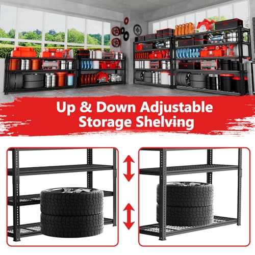 Storage Shelves, Garage Shelving Heavy Duty 3300 LBS Capacity, 60"L x 24"W x 78"H Adjustable Metal Shelving Organizer Wire Rack, 5 Tier Utility Shelf Unit for Pantry Closet Warehouse Organization