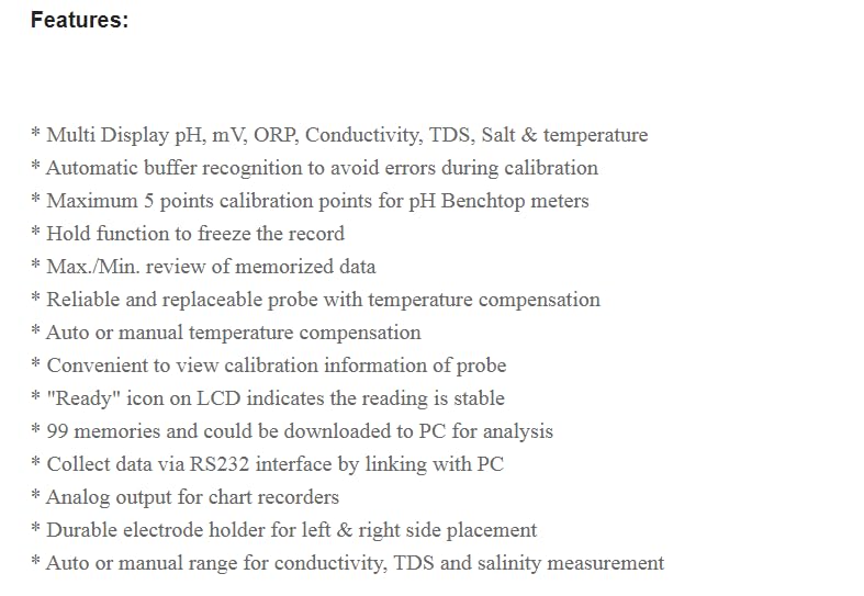 AZ86555 BenchTop WaterQuality Meter Desktop pH/ORP/Cond./TDS/Salinity 5 in 1Printer WaterQuality Tester