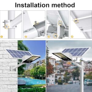 3000W Solar LED Street Light Outdoor, 450000LM Solar Parking Lot Lights Commercial, IP65 Waterproof Dusk to Dawn Security LED Flood Light, 6500K Large Solar Lights with Remote Control, 1 PACK