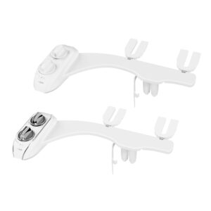 luxe bidet neo 185 plus - value pack of 2 - patented bidet attachments for toilet seat with innovative hinges to clean, slide-in easy install, and advanced 360° self-clean (chrome and white)