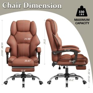 XUEGW Office Chair Big and Tall Computer Chairs High Back Gaming Chair with Foot Rest Ergonomic Leather Desk Chair Executive Comfortable Work Chair for Home Office