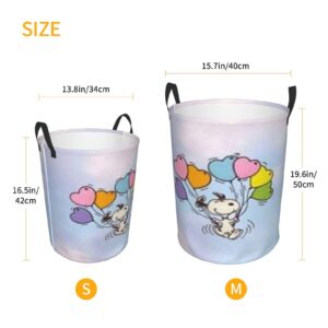 sn-oopy Storage Basket Circular Hamper with Handle Foldable Laundry Basket for Bedroom Bathroom Living RoomSmall