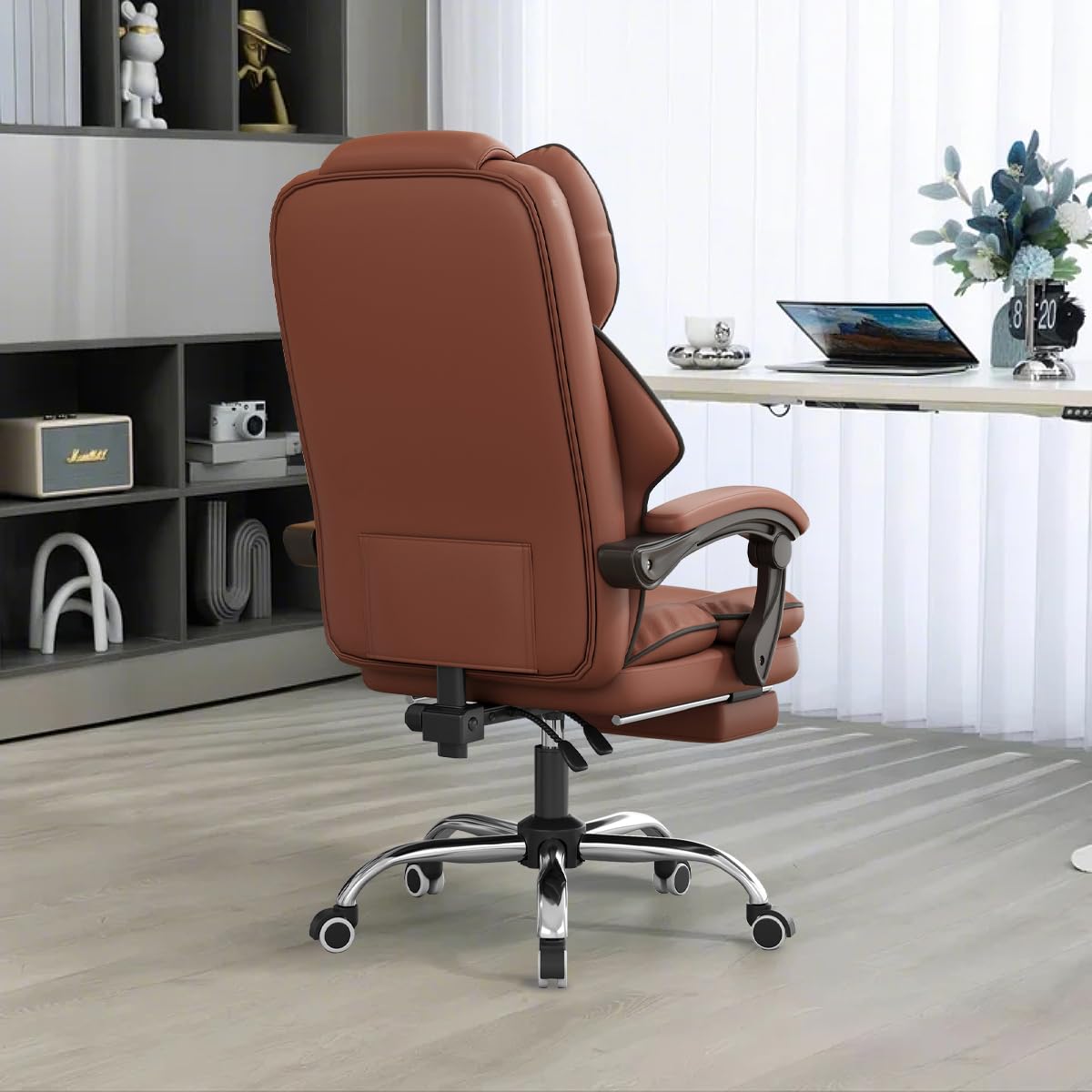 XUEGW Office Chair Big and Tall Computer Chairs High Back Gaming Chair with Foot Rest Ergonomic Leather Desk Chair Executive Comfortable Work Chair for Home Office