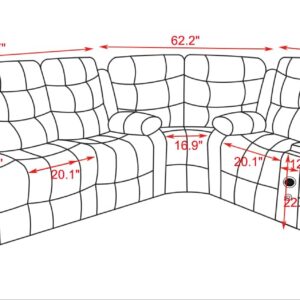 Recliner Sectional Sofa Couches with LED Light for Living Room Home Theater with Cup Holders Console Table Storage