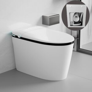 winzo luxury rear discharge smart toilet with bidet seat, auto flush,warrm adjusted heated seat, warm water and dryer, night light,led display,remote control, back outlet, white