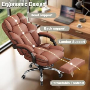 XUEGW Office Chair Big and Tall Computer Chairs High Back Gaming Chair with Foot Rest Ergonomic Leather Desk Chair Executive Comfortable Work Chair for Home Office