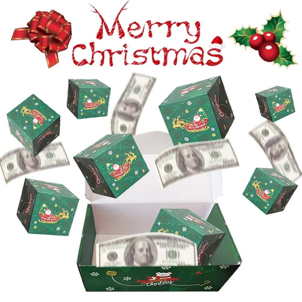 Freigexact Money Gift Box, Surprise Gift Box Explosion, Money Gift Boxes for Cash, Surprise Box Gift Box for Money, Explosion Gift Box, Christmas Gift Boxes, Folding Pop-Up Explosion Gift Box(Green,#1