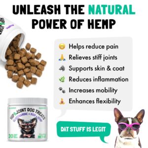 Hemp Hip & Joint Supplement for Dogs 30 Soft Chews and Liquid Glucosamine for Dogs Bacon Flavour with Chondroitin, MSM & Hyaluronic Acid 32 oz