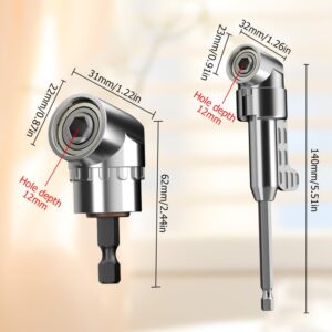 105 Degree Right Angle Drill Adapter, 2024 New Corner Tool Screw Hub with Multi-function Bend Screwdriver Bit, 1/4" Hex Shank Driver Angle Drill Attachment for Household Work (Long)