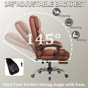 XUEGW Office Chair Big and Tall Computer Chairs High Back Gaming Chair with Foot Rest Ergonomic Leather Desk Chair Executive Comfortable Work Chair for Home Office