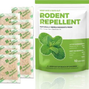 Mice Repellent for House 10 Pouches，Peppermint Oil to Repel Mice and Rats, Plant-Based Mice Repellent for House Squirrel Repellent Rodent Deterrent for Indoor Use