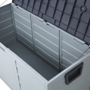 75 Gallon Deck Box, Outdoor Resin Deck Box with Wheels, All Weather UV Pool Deck Box Storage Shed Bin for Backyard Patio Pool, Organization and Storage for Outdoor Tools (Gray, 75 Gallon)