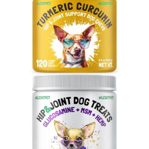 LEGITPET Hemp Hip & Joint Supplement for Dogs 120 Soft Chews and Turmeric Curcumin Hip & Joint Dogs Supplement Anti-Inflammatory Support 120 Chews